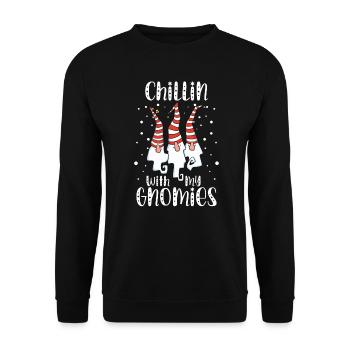 Chilling with my dwarves Christmas Xmas - Unisex Sweatshirt - black - Front - Alina (178cm) & Michal (187cm)