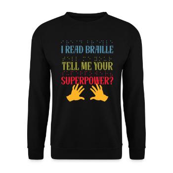 Je peux lire le braille Déficience visuelle - Sweat-shirt Unisexe - noir - Devant - Alina (178cm) & Michal (187cm)