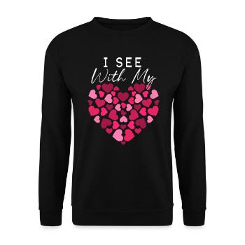 Braille Heart Visual Impairment Blind - Unisex Sweatshirt - black - Front - Alina (178cm) & Michal (187cm)