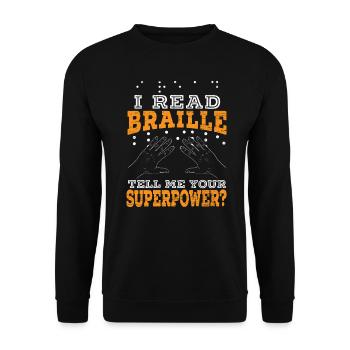 Je peux lire le braille Déficience visuelle - Sweat-shirt Unisexe - noir - Devant - Alina (178cm) & Michal (187cm)
