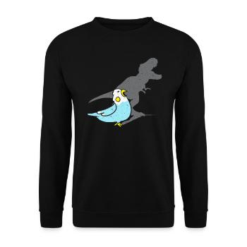Wellensittich Dinosaurier Sittich - Unisex Pullover - Schwarz - Vorne - Alina (178cm) & Michal (187cm)