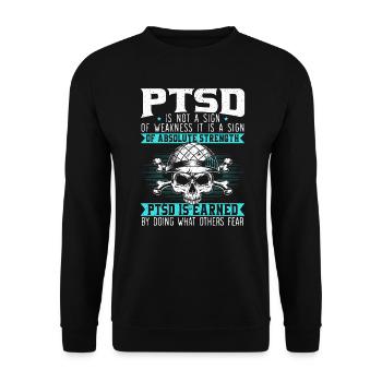 PTSD Wird Verdient Indem Was Andere Fürchten - Unisex Pullover - Schwarz - Vorne - Alina (178cm) & Michal (187cm)