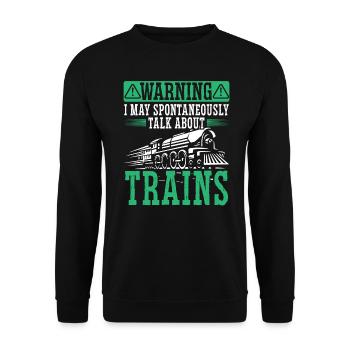 May Spontaneously Talk About Trains Lokführer - Unisex Pullover - Schwarz - Vorne - Alina (178cm) & Michal (187cm)