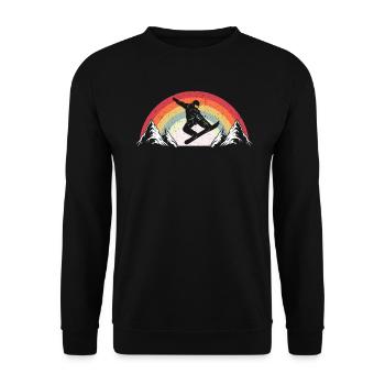 Retro Snowboarding Snowboarder Snowboard Winter - Unisex Pullover - Schwarz - Vorne - Alina (178cm) & Michal (187cm)