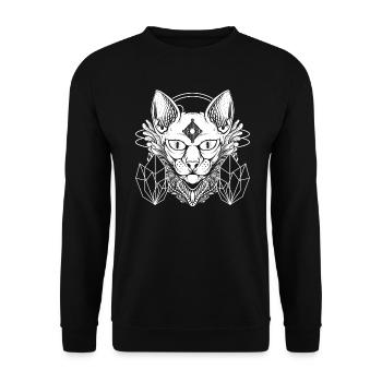 Sphynx Katze Nu Goth Occult Satanic - Unisex Pullover - Schwarz - Vorne - Alina (178cm) & Michal (187cm)