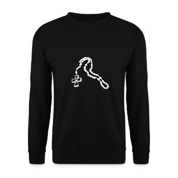 Cross, fish, Christian, rosary, symbol - Unisex Sweatshirt - black - Front - Alina (178cm) & Michal (187cm)