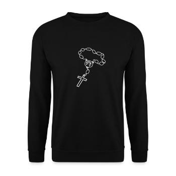 Cross, fish, Christian, rosary, symbol - Unisex Sweatshirt - black - Front - Alina (178cm) & Michal (187cm)