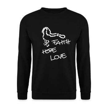 Faith Hope Love, Rosenkranz, Symbol, Kreuz, Gott - Unisex Pullover - Schwarz - Vorne - Alina (178cm) & Michal (187cm)