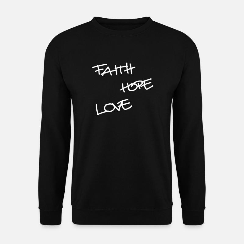Faith Hope Love, Rosenkranz, Symbol, Kreuz, Gott - Unisex Pullover - Schwarz