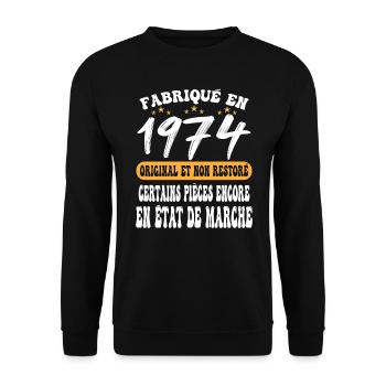 1974 anniversaire année de naissance cadeau humour - Sweat-shirt Unisexe - noir - Devant - Alina (178cm) & Michal (187cm)
