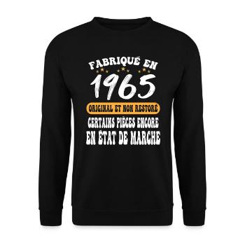 1965 anniversaire année de naissance cadeau humour - Sweat-shirt Unisexe - noir - Devant - Alina (178cm) & Michal (187cm)