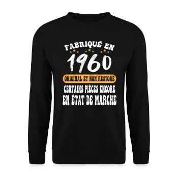 1960 anniversaire année de naissance cadeau humour - Sweat-shirt Unisexe - noir - Devant - Alina (178cm) & Michal (187cm)