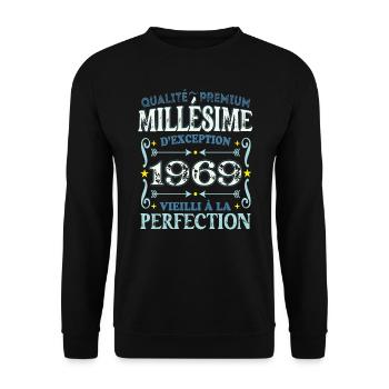 Millésime 1969 année de naissance cadeau humour - Sweat-shirt Unisexe - noir - Devant - Alina (178cm) & Michal (187cm)