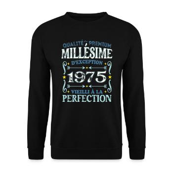 Millésime 1975 année de naissance cadeau humour - Sweat-shirt Unisexe - noir - Devant - Alina (178cm) & Michal (187cm)