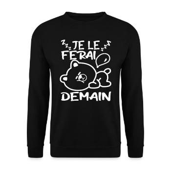 ours je le ferai demain - Sweat-shirt Unisexe - noir - Devant - Alina (178cm) & Michal (187cm)