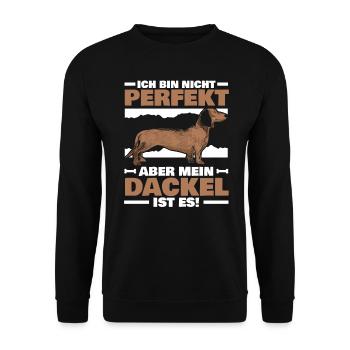 Mein Dackel Ist Perfekt Rauhaardackel - Unisex Pullover - Schwarz - Vorne - Alina (178cm) & Michal (187cm)