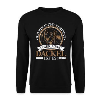 Mein Dackel Ist Perfekt Rauhaardackel - Unisex Pullover - Schwarz - Vorne - Alina (178cm) & Michal (187cm)
