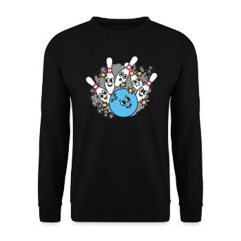 Bowling Destroyed Pins Bowling - Unisex Sweatshirt - black - Front - Alina (178cm) & Michal (187cm)