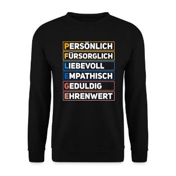 Pflege Definition - Unisex Pullover - Schwarz - Vorne - Alina (178cm) & Michal (187cm)