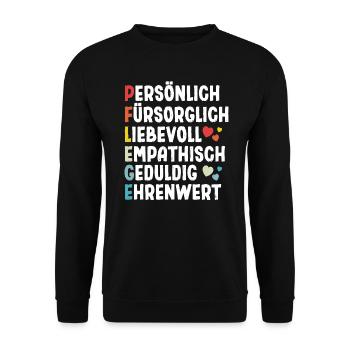 Pflege Definition - Unisex Pullover - Schwarz - Vorne - Alina (178cm) & Michal (187cm)