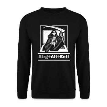 Strg Alt Entf Schwarzer Humor - Unisex Pullover - Schwarz - Vorne - Alina (178cm) & Michal (187cm)