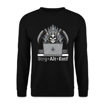 Strg Alt Entf Schwarzer Humor - Unisex Pullover - Schwarz - Vorne - Alina (178cm) & Michal (187cm)