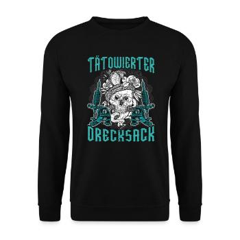 Tätowierter Drecksack Geschenk Tätowierer - Unisex Pullover - Schwarz - Vorne - Alina (178cm) & Michal (187cm)