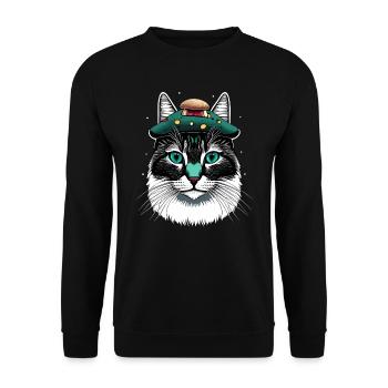 cottagecore aesthetic cats mushroom gift - Unisex Sweatshirt - black - Front - Alina (178cm) & Michal (187cm)