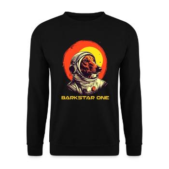 Unisex TShirt 'Barkstar One' | Dachshund Astronaut - Unisex Sweatshirt - black - Front - Alina (178cm) & Michal (187cm)