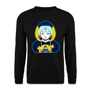 Cool colorful boy in hoodie in chakra colors - Unisex Sweatshirt - black - Front - Alina (178cm) & Michal (187cm)