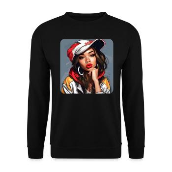 Cool Girl Graffiti Hip Hop Rap Skater Music - Unisex Sweatshirt - black - Front - Alina (178cm) & Michal (187cm)