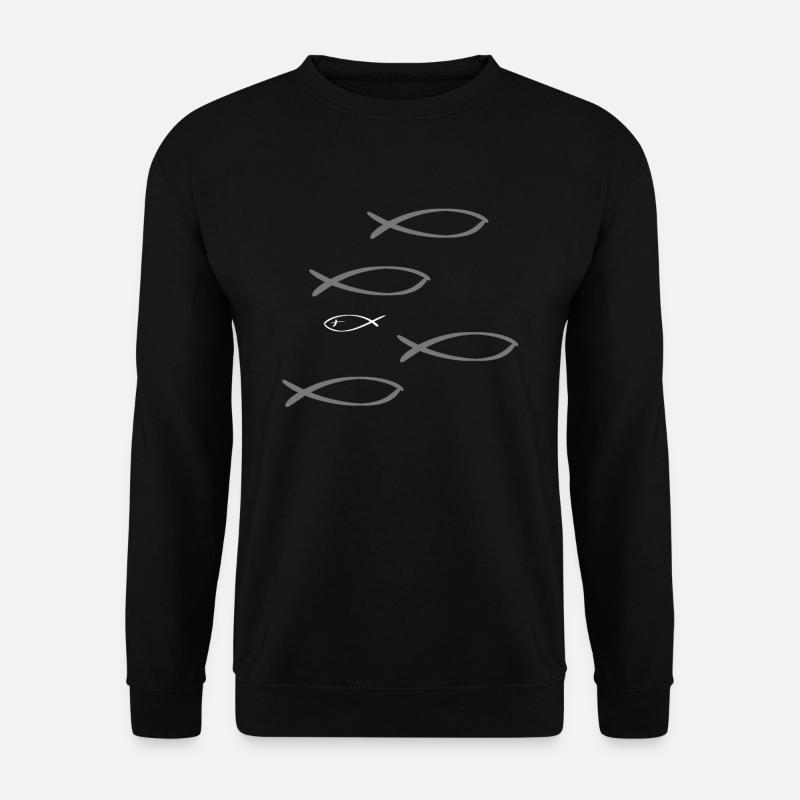 Fische gegen den Strom christlich grau - Unisex Pullover - Schwarz