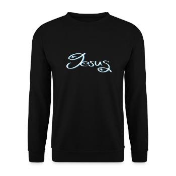 Fisch Jesus schön dezent - Unisex Pullover - Schwarz - Vorne - Alina (178cm) & Michal (187cm)