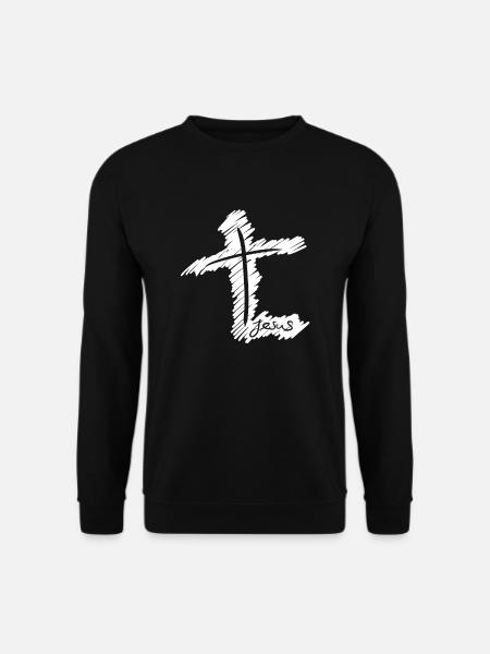 Jesus with Cross - Unisex Sweatshirt - black