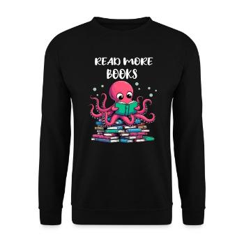 Octopus Loves Books Reading Is Fun Literature Sea - Unisex Sweatshirt - black - Front - Alina (178cm) & Michal (187cm)