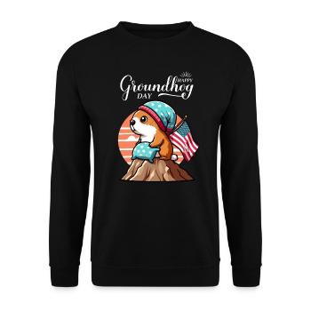 Jour de la marmotte USA drôle printemps chapeau - Sweat-shirt Unisexe - noir - Devant - Alina (178cm) & Michal (187cm)