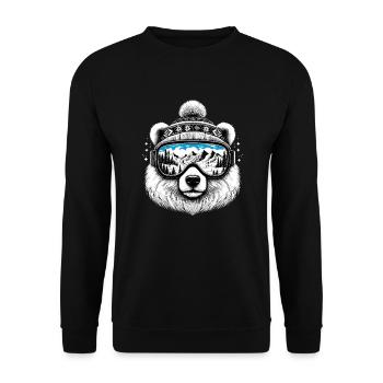 Ours avec des lunettes de ski sur la pente des montagnes enneigées des vacances de ski - Sweat-shirt Unisexe - noir - Devant - Alina (178cm) & Michal (187cm)