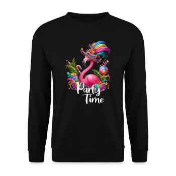 Flamingo célèbre le week-end de fête Vacances de carnaval - Sweat-shirt Unisexe - noir - Devant - Alina (178cm) & Michal (187cm)