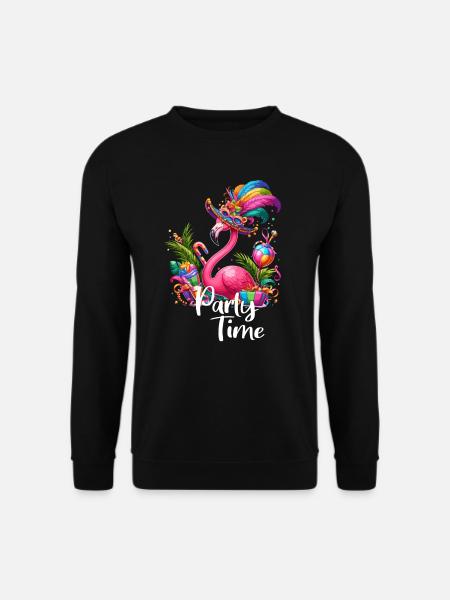 Flamingo feiert Party Wochenende Karneval Urlaub - Unisex Pullover - Schwarz