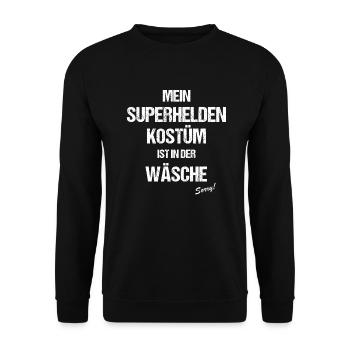 Carnival Superhero Costume Excuse Alaaf Helau - Unisex Sweatshirt - black - Front - Alina (178cm) & Michal (187cm)