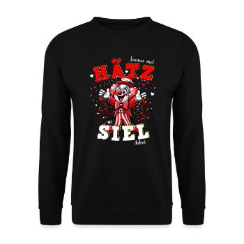Eifler Karneval Clown Alaaf Herz Seele Konfetti - Unisex Pullover - Schwarz - Vorne - Alina (178cm) & Michal (187cm)