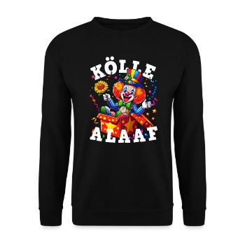 Lustiger Clown feiert Karneval in Köln Alaaf Blume - Unisex Pullover - Schwarz - Vorne - Alina (178cm) & Michal (187cm)