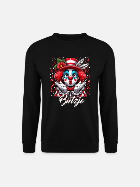 Karneval Köln Kölle Clown Bützje Rut Wiess Alaaf - Unisex Pullover - Schwarz