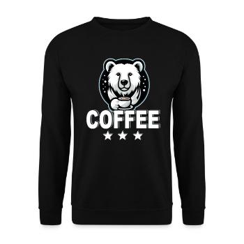 Eisbär vom Nordpol liebt Kaffee im Café Barista - Unisex Pullover - Schwarz - Vorne - Alina (178cm) & Michal (187cm)