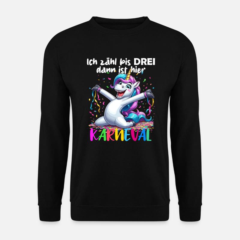 Einhorn Karneval Konfetti Alaaf Helau Party lustig - Unisex Pullover - Schwarz