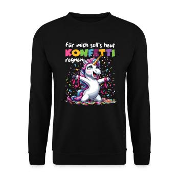 Einhorn Party Konfetti Karneval Geburtstag Kinder - Unisex Pullover - Schwarz - Vorne - Alina (178cm) & Michal (187cm)
