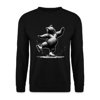 Drôle d’ours dansant sur des patins à glace sur la glace - Sweat-shirt Unisexe - noir - Devant - Alina (178cm) & Michal (187cm)