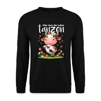 Vache Danse Danse Joie de vivre Musique Optimisme Fun - Sweat-shirt Unisexe - noir - Devant - Alina (178cm) & Michal (187cm)