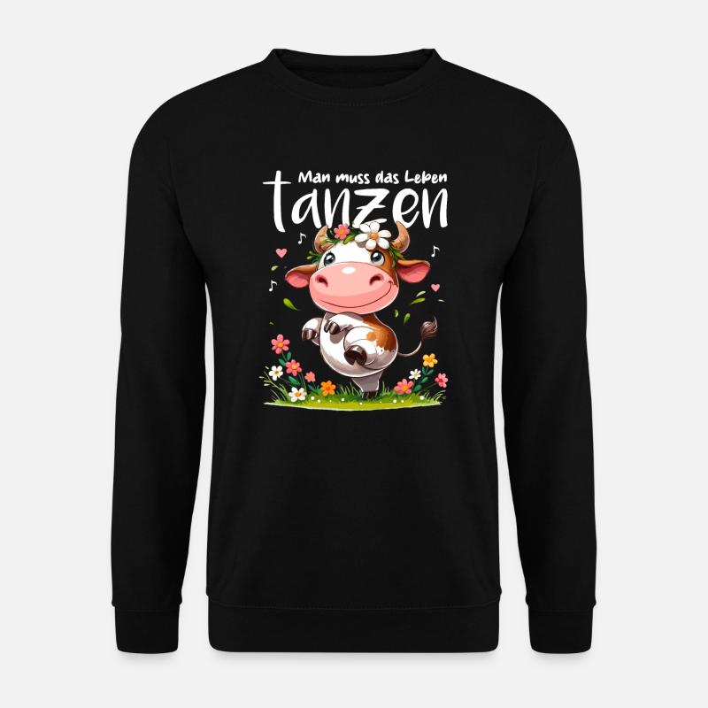 Kuh Tanz Tanzen Lebensfreude Musik Optimismus Spaß - Unisex Pullover - Schwarz