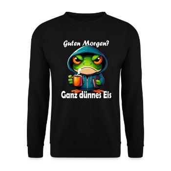 Coffee, morning grouch, late riser, frog, funny - Unisex Sweatshirt - black - Front - Alina (178cm) & Michal (187cm)